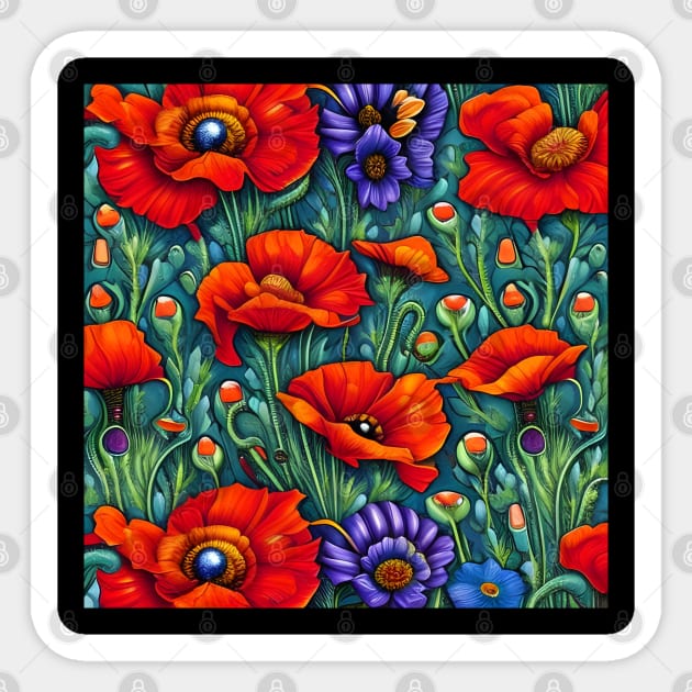 Poppies and Cornflowers Sticker by LyndiiLoubie